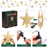 Kesfitt Christmas Tree Topper Golden Lighted with 6 Projection Modes,Christmas Tree Star Built-in LED Rotating Lights, 3D Glitter Dynamic Projection for Xmas Party Holiday Decorations Kesfitt