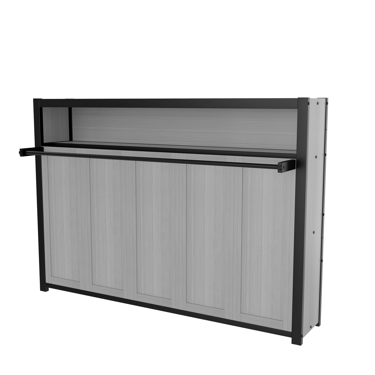 SOFTSEA Twin Horizontal Metal Murphy Bed with Shelves, Folding Wall Bed Cabinet with Metal Slats, Heavy-Duty Murphy Bed Frame with Bookcase for Guest Room Bedroom Office, Grey Black SOFTSEA