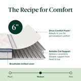 ZINUS 6 Inch Spring Sensation Hybrid Mattress [New Version], Medium Firm Feel, Fiberglass Free, Youth and Guest Bedroom, Mattress in A Box, Twin Zinus