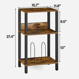 TUTOTAK Record Player Stand with Storage Up to 100 Albums,Record Storage Table,3 Tier End Table,Side Table for Living Room, Bedroom, Brown TB01BB075 TUTOTAK