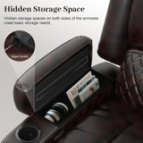 Yolsali Home Theater Seating Reclining Sectional Sofa, 5 Seats Soft Leather Recliner Corner Sectional Couch, Recliner Couch with USB Charging, Thickened Padding, Sturdy Frame, Brown Yolsali