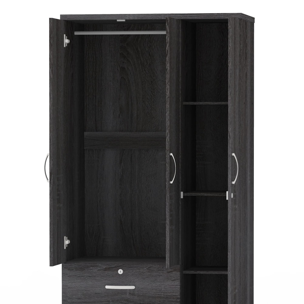 Better Home Products Symphony Wardrobe Armoire Closet with Two Drawers in Gray Better Home Products