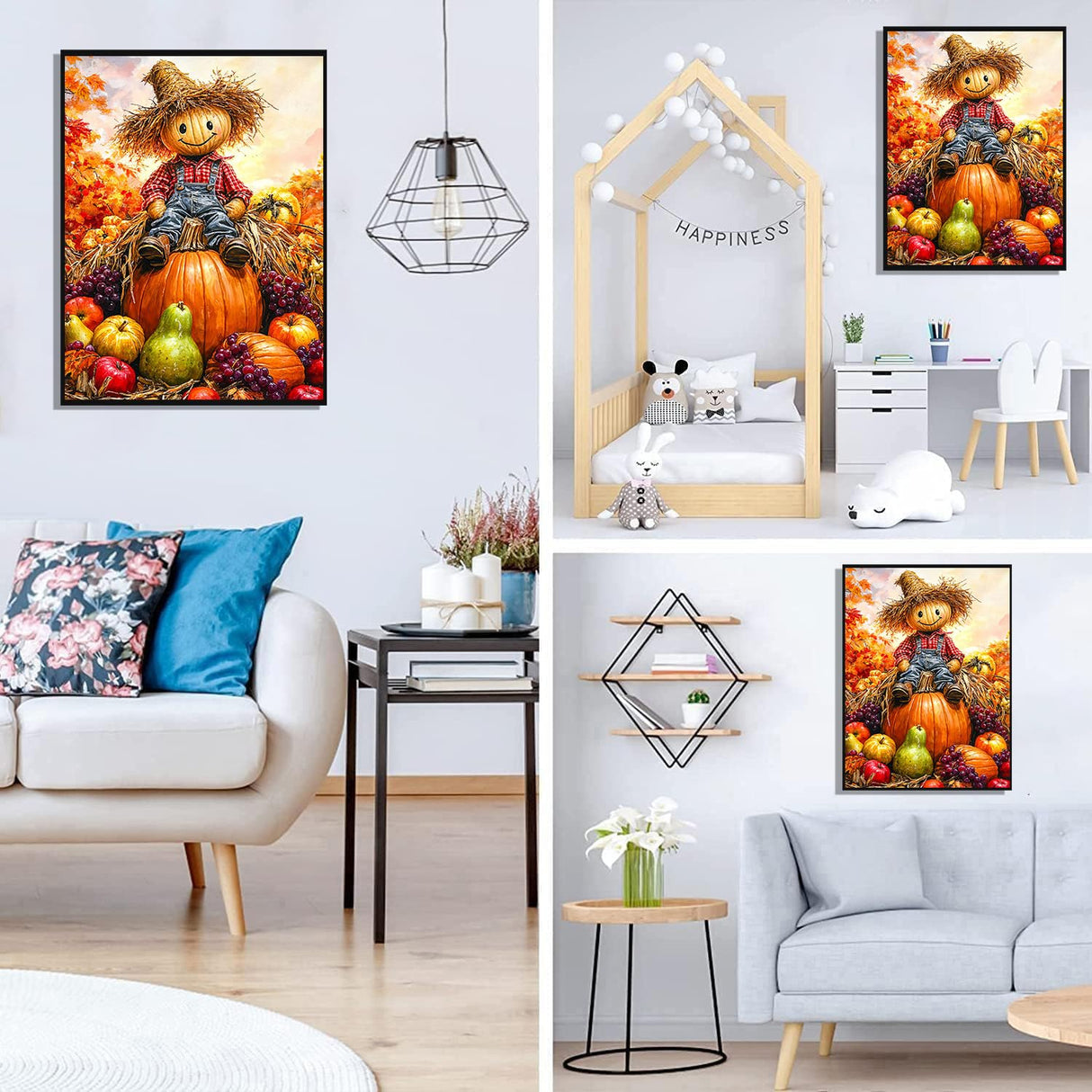 Zythron Halloween Diamond Art Kits for Adults DIY 5D Scarecrow Pumpkin Fall Diamond Art Paint with Diamond Painting Full Drill Gem Art Painting Kit for Home Wall Decor Gifts 12x16 in Zythron