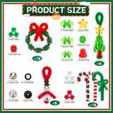 UPINS Christmas Beaded Ornament Kit, 52 Set Christmas Beaded Crafts Ornament Kit Mini Tree Snowman Candy Cane Wreath Make DIY Accessories for Hanging Wreath Cane Jewelry Making UPINS