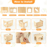 BWOGUE Large Wooden Rabbit House and Hideouts Bunny Castle Detachable Small Animal Play Hideaway Rabbit Hideout Cage Accessories for Indoor Adult Rabbit Guinea Pig Chinchilla Habitat BWOGUE