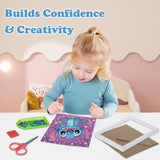 Gearock Diamond Art Kits with Frame, Cute Small Diamond Painting Kits for Adults Beginners, Easy DIY Big Gem Kits for Cartoon Lovers Halloween Christmas Birthday Gifts, 7x7 Inch Gearock