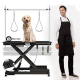 50" Electric Dog Grooming Table 9"- 40" Height Adjustable Heavy Duty Professional Lift Dog Grooming Table For Large Dogs with Anti-Static Non-Slip Rubber Tabletop 2 Grooming Nooses Black TRODEP