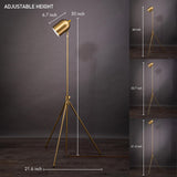 O'Bright Helios - Adjustable Tripod LED Floor Lamp, Dimmable, Swivel Head, Perfect for Reading and Task Lighting, Antique Brass O'Bright