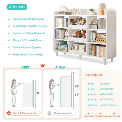 NELYE Pearl White 3-Tier Wooden Cube Bookcase with Legs for Stylish Kidsroom Storage - WoodArtSupply