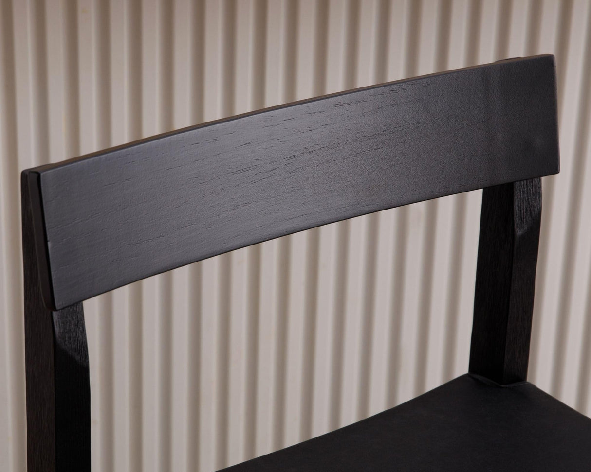 HNY Black Bar Stools Set of 4, 26'' Counter Height Barstools Modern Counter Stools with Backs and Footrest Faux Leather Island Chairs, Farmhouse Wooden Stools for Kitchen Counter Island Home Bar HNY