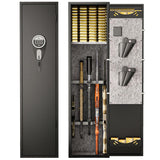 Welfiya 4-6 Gun Safes,Biometric Firearm Storage Unit for Pistols with Quick Access,52" Fireproof Cabinet with Adjustable Rack for Home Rifle and Shotguns,Fingerprint/Digital Keypad Lock,Black Welfiya
