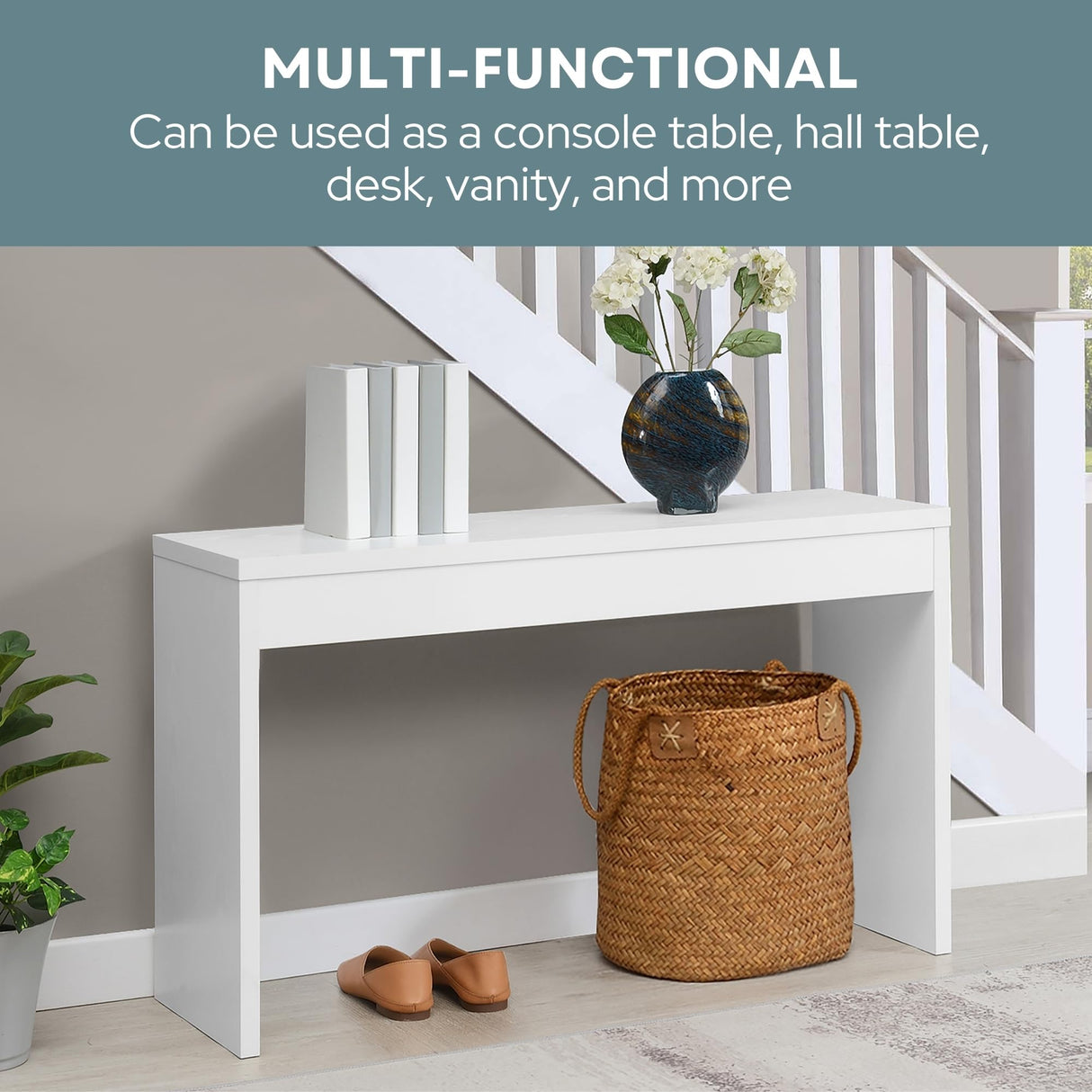 Convenience Concepts Northfield Console Table 48" - Modern Living Room Sofa Table, Contemporary Entryway Hall Table, Foyer Display Table, White Convenience Concepts