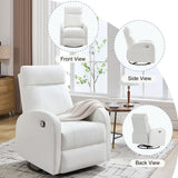 HOMYKA Swivel Rocker Recliner, Manual Glider Rocking Recliner Chair, Leather Swivel Reclining Lounge Chair Nursery Glider Recliners for Small Spaces, Living Room, White HOMYKA