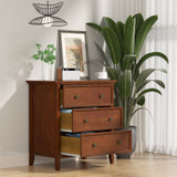 IKENO Nightstand with 3 Drawers and Charging Station, Solid Wood Nightstand Organizer for Bedroom IKENO