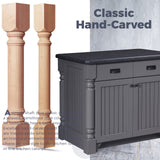 Btowin 35 1/2-inch H 3 1/2-inch W 3 1/2-inch D Cabinet Columns, 2Pcs Unfinished Tapered Rubberwood Replacement Island Legs for Large Dining Table & Kitchen Table Btowin