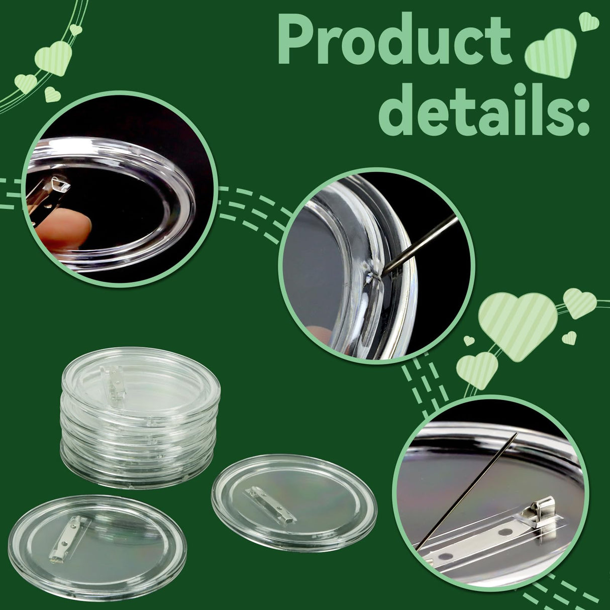 Wpxmer 40 Pack Acrylic Button Pin Badge 3 Inch Clear Plastic Craft Button with Pin Round Picture Photo Buttons Blank Pin Buttons for Crafts Supplies, School DIY Projects (40) Wpxmer