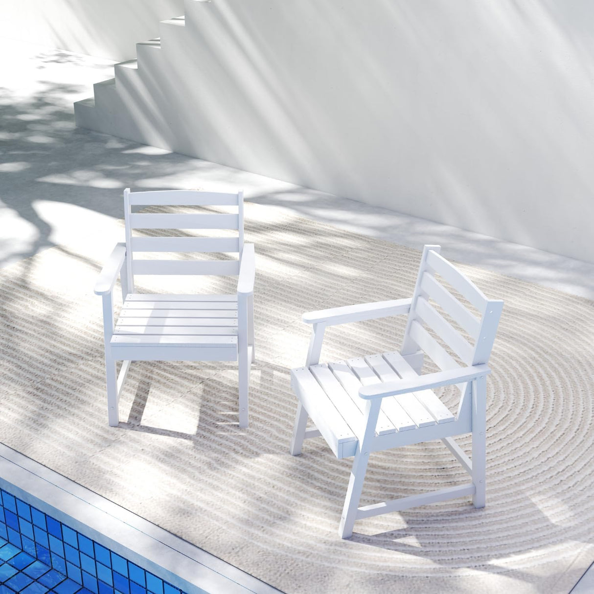 Patio Kingdom 9-Piece Outdoor Dining Set for 8, 75.2" HDPE Table with Umbrella Hole & 8 Chairs, All-Weather Patio Furniture for Lawn, Yard, Deck, or Poolside, Fade & Crack Resistant (White) Patio Kingdom