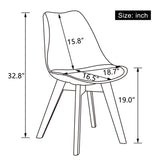 LSSBOUGHT Mid Century Modern Dining Chairs, Shell Lounge Plastic Desk Chair Side Chair with Soft Padded and Wooden Legs for Dining Room Living Room Bedroom Kitchen Set of 2 (White) LSSBOUGHT