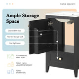 20" Bathroom Vanities with Ceramic Sink, Storage Rack Shelf and One Drawer, Solid Wood & MDF Board, Black Merax