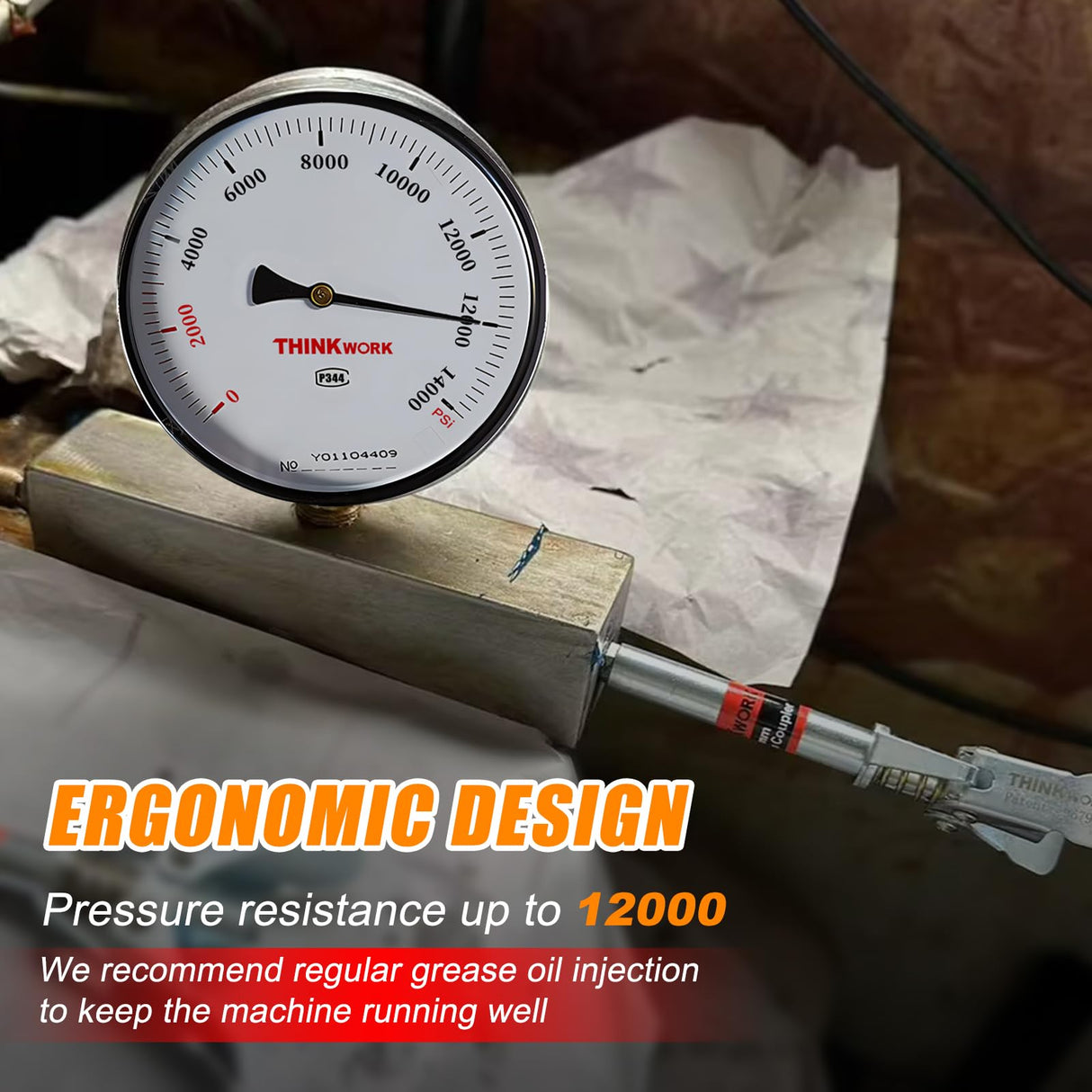 THINKWORK Grease Gun Coupler Set, Double Handle Extra Reach Strong Lock on Greases Gun Couplers with 90°Grease Coupler Adaptor, 12000 PSI Compatible with All Grease Guns 1/8" NPT Grease Gun Fitting THINKWORK