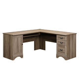 Sauder Harbor View Computer Desk, 66.14"D x 66.14"W x 30.28"H , Salt Oak finish Sauder