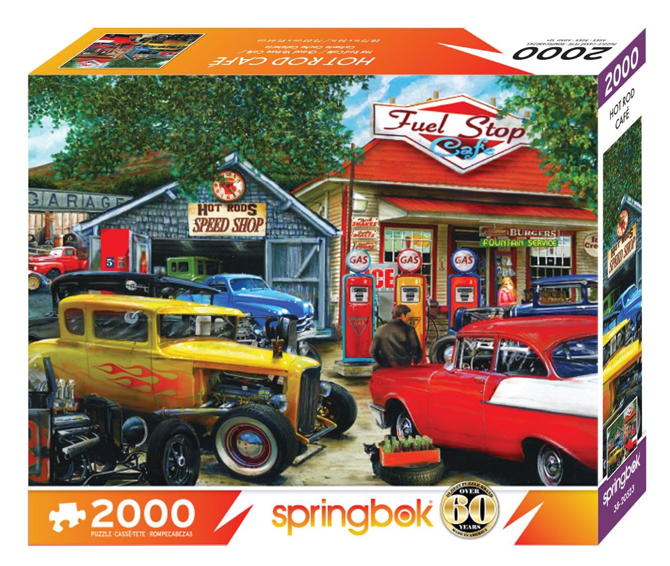 Springbok's Hot Rod Cafe 2000 Piece Puzzle for Adults Features a Nostalgic Image of Classic Hot Rods