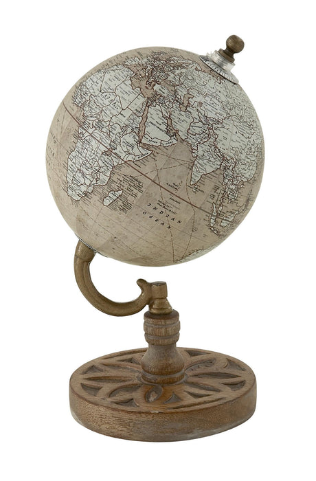Deco 79 Wood Globe, 5" x 5" x 9", Beige Deco 79