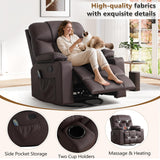 ANJ Swivel Rocker Recliner Chair, Manual PU Leather, 360° Swivel with Massage & Heat for Living Room, Brown ANJ