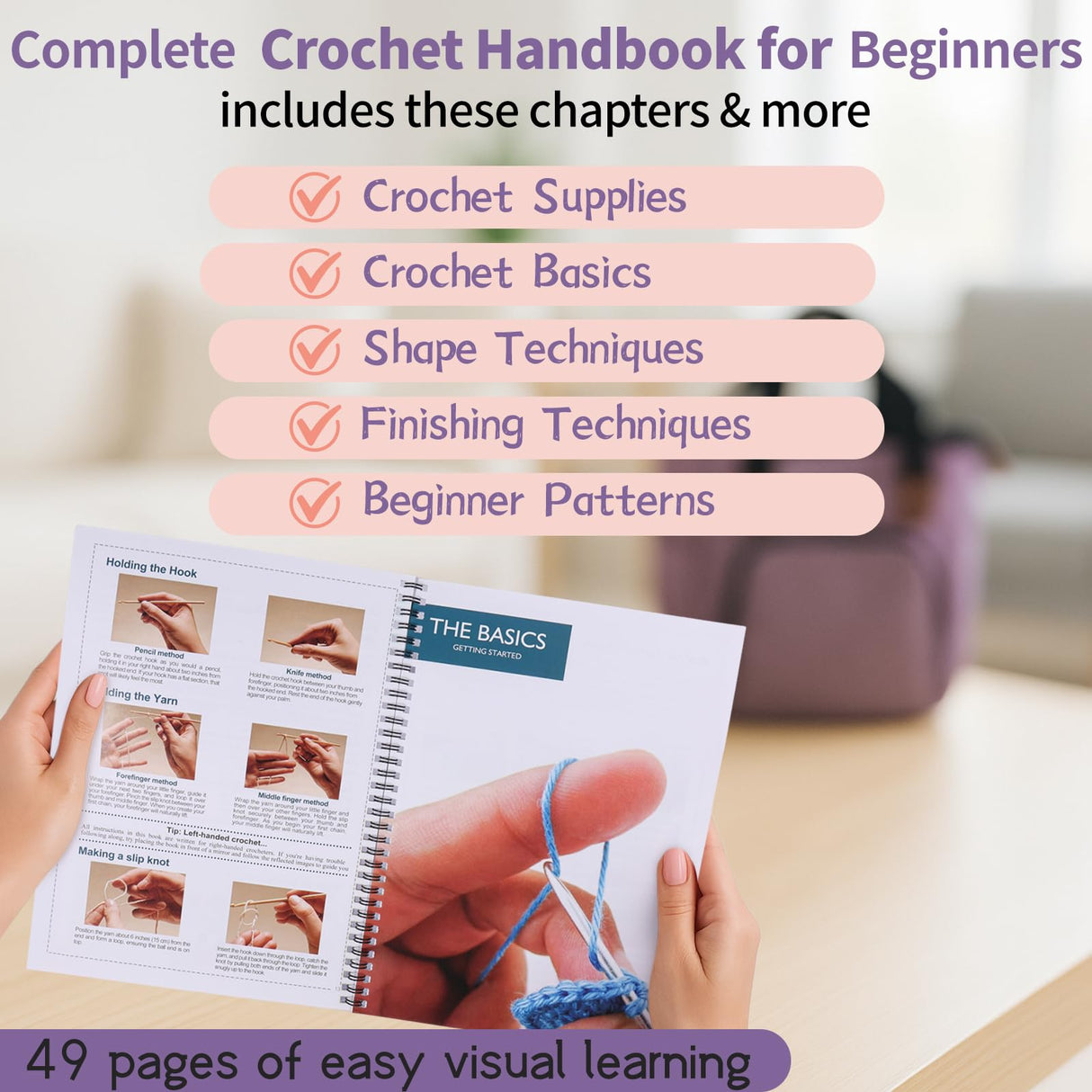 JC CRAFT Deluxe Beginner Crochet Kit – 116-Piece Set with 20 Yarns, Ergonomic Hooks, Accessories, Book for Beginners & Online Tutorial – DIY Starter Kit for Adults & Kids with Purple Bag & Case JC CRAFT