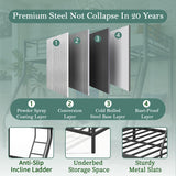 Cyranture Bunk Bed Twin Over Full Size, Twin Over Full Bunk Beds with Ladder & Guardrail Heavy Duty Bunk Beds Frame for Teens Adults Dorm Bedroom Guest Room, No Box Spring Needed（Black） Cyranture