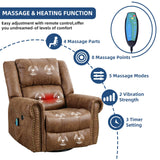 SOCIALCOMFY Swivel Rocker Recliner Chair with Heat and Vibration, 360° Swivel Glider Rocker Manual Reclining Chair, Massage Rocking Recliners with Side Pockets & USB Ports for Living Room, Nut Brown SOCIALCOMFY