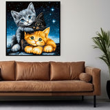 CHWGLFGG 5D Diamond Art Kits for Adults Beginners, Cats Under Stars Diamond Painting Kits, DIY Full Round Drill Paint by Diamonds Dot Gem Art for Adults, Home Wall Decor 13.7X 13.7 Inch CHWGLFGG