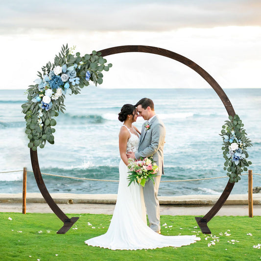 DearHouse Wooden Wedding Arch, 7.9FT Round Wood Arch Arches Backdrop Stand for Wedding Ceremony Birthday Party Bridal Shower Anniversary Candy Tables Decoration(6.9ftx7.9ft) - WoodArtSupply