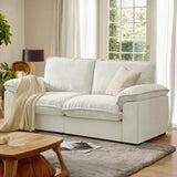 HALLYBEE 72" Cloud Couch Loveseat Sofa with Padded Armrests & Deep Seat Sofas for Living Room Apartment Office Chenille Fabric White HALLYBEE