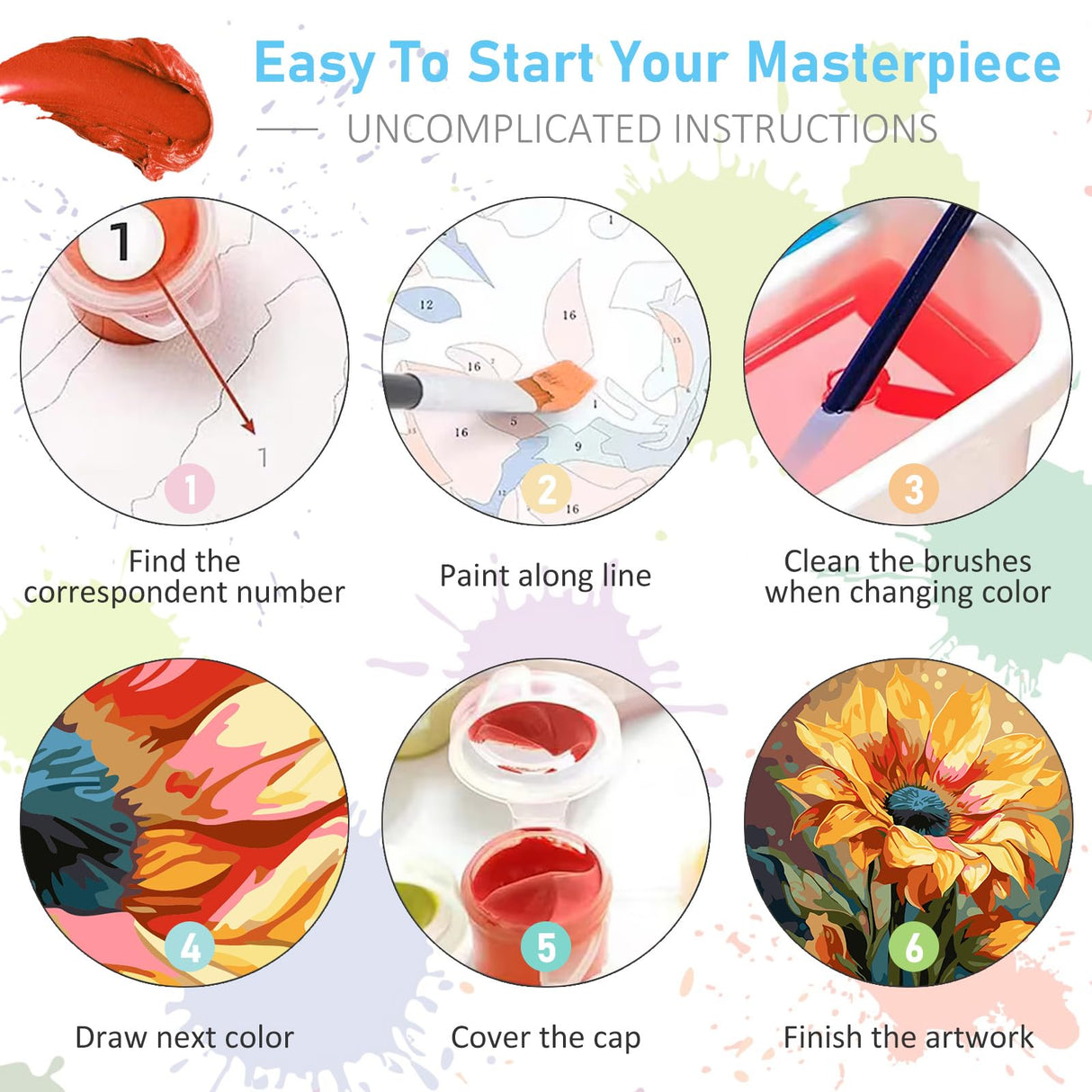 Offito Paint by Numbers Kit for Adults Beginners, Sunflower Acrylic Adult Paint by Number Kits on Canvas, Sunflower Digital Oil Number Painting Kits for Home Decor Gift 16"x20" Offito