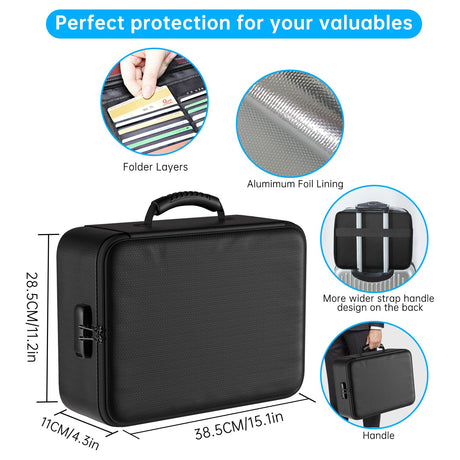 ENGPOW 5200°F Fireproof Document Bag with Lock,Upgraded Heat Insulated Fireproof＆Waterproof Box 8 Layers File Organizer,Portable Home Travel Safe Storage for Important Documents,Passports,Laptop ENGPOW
