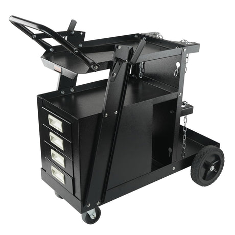 VEVOR Welding Cart, 2-Tier 4 Drawers Welder Cart with 265LBS Static Weight Capacity, 360° Swivel Wheels, Tank Storage Safety Chains, Heavy Duty Rolling MIG Welder Cart for Mig Welder and Plasma Cutter VEVOR