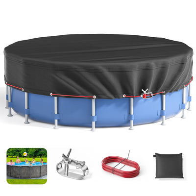 20Ft Round Pool Cover - Covers for Above Ground Pools, Inflatable Pool Cover Protector with Steel Rope, Increase Stability Ground Swimming Pools, Waterproof and Dustproof Swimming Pool Covers