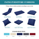 Comcaver Outdoor Chair Cushions 24x24 Inch, Waterproof Fade Resistant Deep Seat and Backrest Cushion Set for Patio Furniture, Navy, 1 Set Comcaver