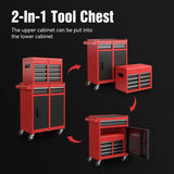 5-Drawers Large Tool Chest Tool Box Organizer with Lockable, 2-In-1 Detachable Tool Storage Cabinet with Wheels, Portable Expandable Tool Cart Toolbox with Drawers for Garage, Workstation, Workshop Flieghund