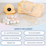 Bounceland Daydreamer Cloud Bounce House w/Ball Pit, Neutral Bouncer with Slide, 11.8 ft L x 6.9 ft W x 5.9 ft H, UL Blower Included, Basketball Hoop, 30 Pastel Plastic Balls, Trendy Bouncer for Kids Bounceland