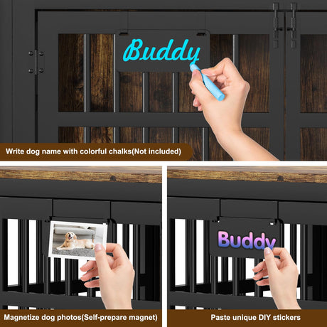 EasyCom XXL Dog Crate Furniture with Name Tag, Heavy Duty Dog Kennel Indoor for Large Dogs, Escape-Proof and Chew-Proof Dog Cage for high Anxiety Dog, Decorate House as TV Stand, End Table EasyCom