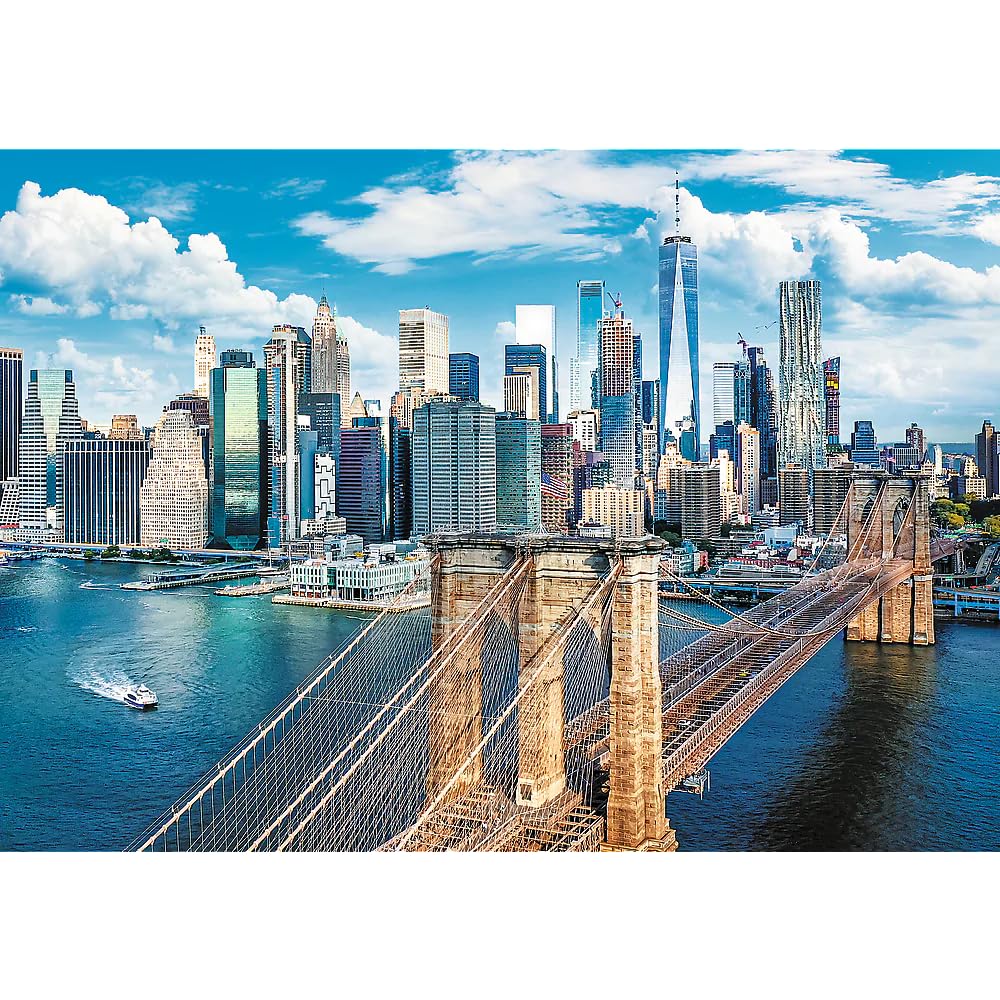 Trefl Brooklyn Bridge, New York, USA 1000 Piece Jigsaw Puzzle Red 27"x19" Print, DIY Puzzle, Creative Fun, Classic Puzzle for Adults and Children from 12 Years Old Trefl