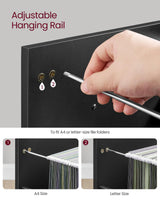 VASAGLE File Cabinet, 3 Drawers Filing Cabinet for Home Office, with Wheels, for A4, Letter Sized Documents, Hanging File Folders, Ink Black UOFC065B16 VASAGLE