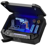 ONNAIS Biometric Gun Pistol Safe - Iron MAX Quick Access Fingerprint Gun Safe for Handgun with USB-C Charging, Extra-Large Pistol Case with Interior Light, Handgun Safe for Nightstand Beside and Car ONNAIS