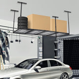 EcoSummer 4x8 FT Overhead Garage Storage Rack, Steel Ceiling Storage Rack for Garage, Height Adjustable 22''-40", Heavy Duty 330 lbs Weight Capacity Storage Organizer System, for Basement Warehouse EcoSummer