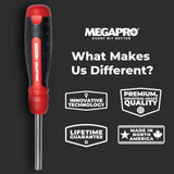 Ratcheting Screwdriver - 13-in-1 Multi Bit Screw Driver w/ ¼" Hex Shaft for Phillips, Star, Flat, Square Bit - Ratchet Screwdriver w/Retractable Cartridge - Multi Screwdriver Megapro