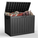 Treillage Tale Outdoor Storage Deck Box, 45 Gallon Outside Storage Box Waterproof Deck Box, Lockable Patio Storage Box UV-Resistant for Garden Furniture, Black Treillage Tale