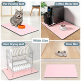 Rnivvi Coffee Mat, 12"x19" Coffee Bar Mat for Coffee Station Accessories and Organizer, Hide Stain Anti Absorbent Dish Drying Pad for Kitchen Counter, Cute Coffee Bar Decor Coffee Machine Mat, Pink Rnivvi