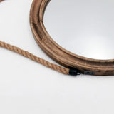 Funly mee 16.2 Inch Rustic Round Decorative Mirror with Solid Wood Frame&Rope Hanging,Farmhouse Antique Wall Decor (L) Funly mee